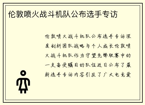 伦敦喷火战斗机队公布选手专访